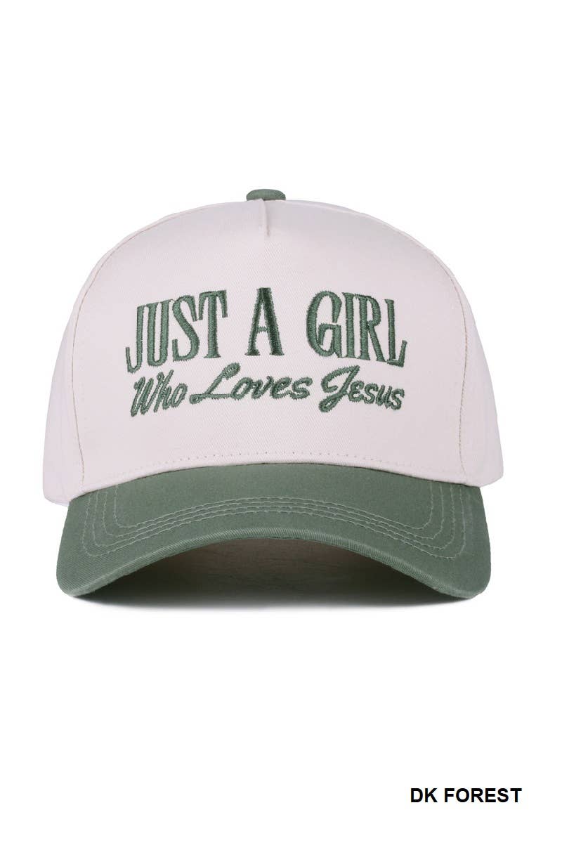 42POPS - Wholesale Baseball Cap - Women's - `.0724 Just A Girl Who Loves Jesus Two Tone Canvas Cotton Cap SI-2812