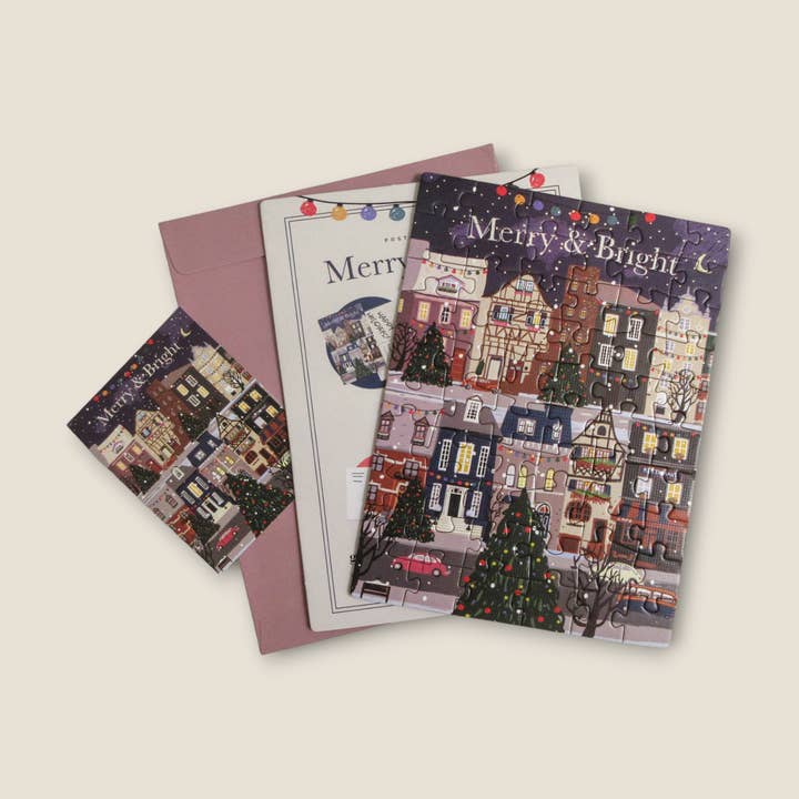 Postcard Puzzle - Merry & Bright (Holiday Edition) for wholesale by Goodfit Puzzles