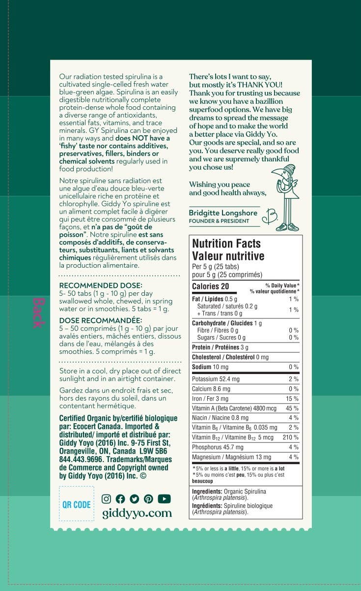 Giddy Yo - Vendita all'ingrosso Vitamine/integratori orali - Spirulina Tabs - Biologico1