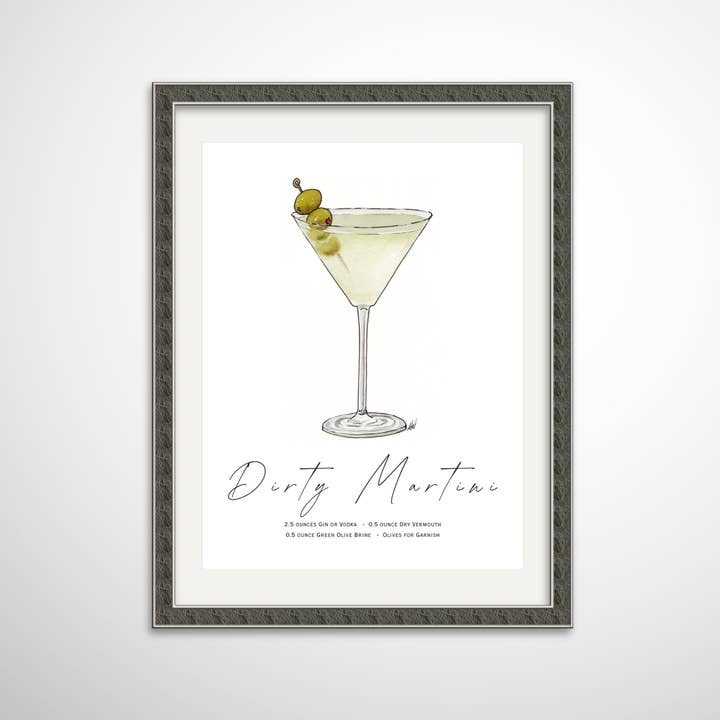 Dirty Martini - Pen and Watercolor Archival Art Print for wholesale by Alyssa Whetstone Art
