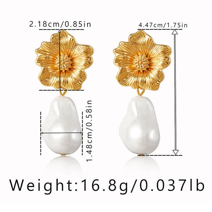 Oro Orecchini pendenti in perle con fiori vintage DPJE1273 in vendita all'ingrosso su Faire4