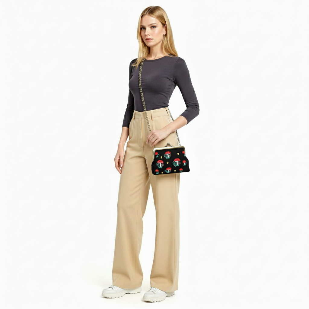 COMECO INC - Wholesale Crossbody Bag - Women's - Mushrooms Kisslock Bag5