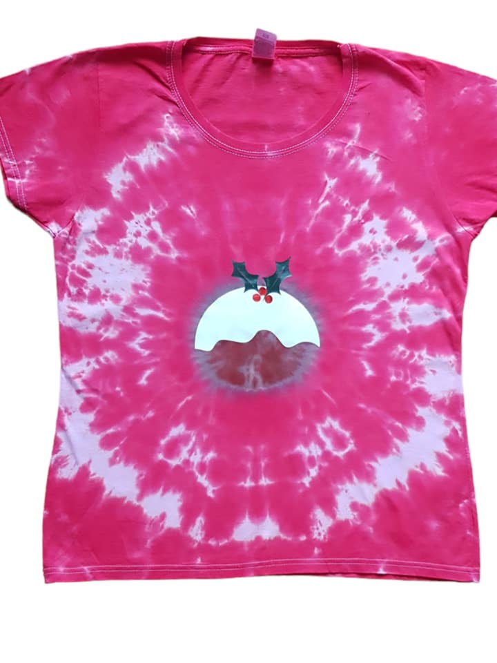 Camiseta Única de Tie Dye con Diseño de Pudding de Navidad para venta al por mayor de VeEco Gifts