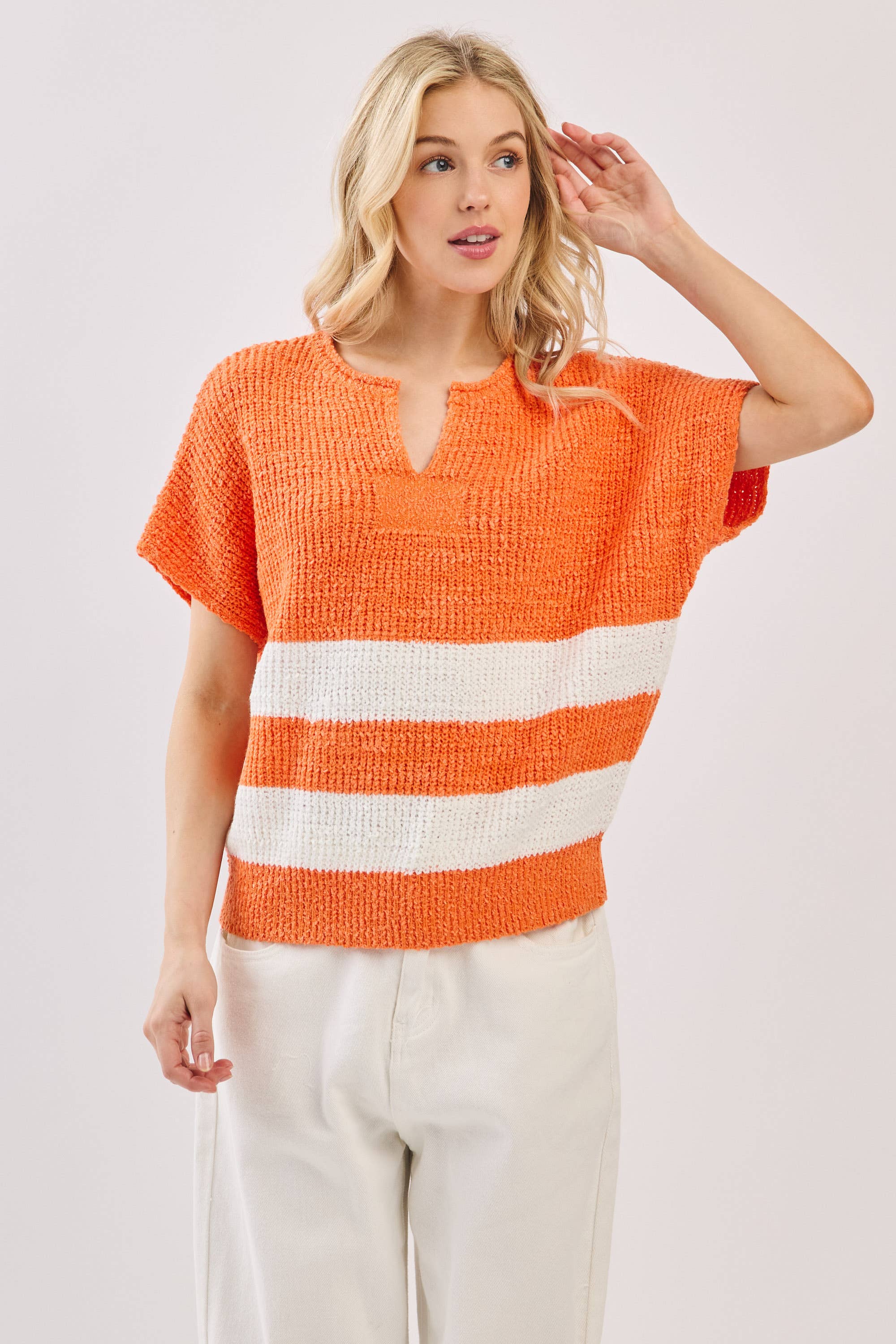 Sewn and Seen - Wholesale Knit Sweater - Women's - Stripe Knit Sleeveless Sweater23