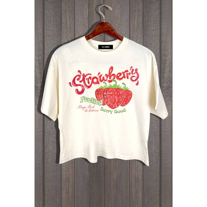 2&moon - Wholesale Screen Printed T-Shirt - Women's - STRAWBERRY FEELING GRAPHIC TEE