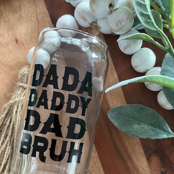 Vaderdag bierblikje glas, papa, bruh, glazen blik voor wholesale door Boho Sips