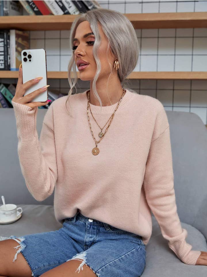 Queen Fashion - Wholesale Knit Sweater - Women's - solid drop shoulder sweater3