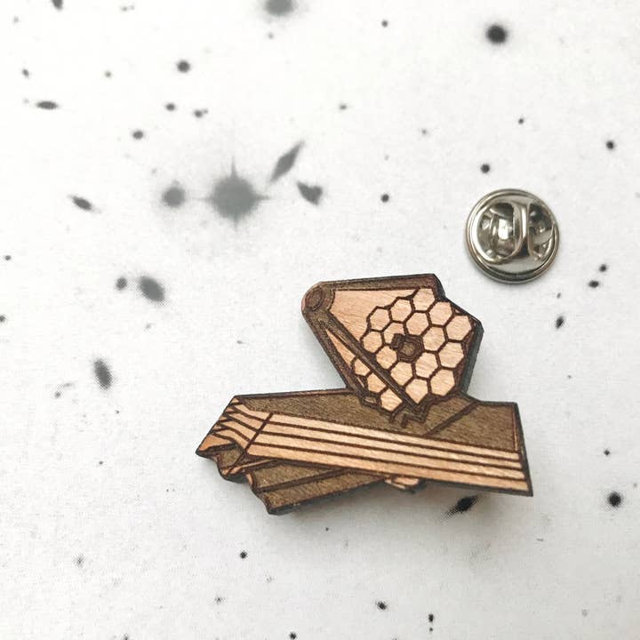JWST wooden pin badge for wholesale by Cepheid Studio