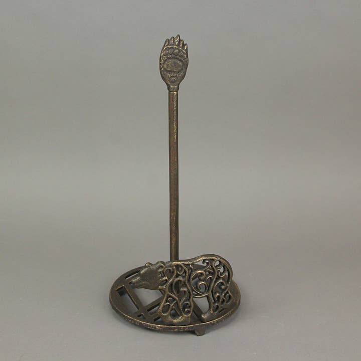 Zeckos - Vendita all'ingrosso Portarotoli - Porta asciugamani in ghisa con orso3