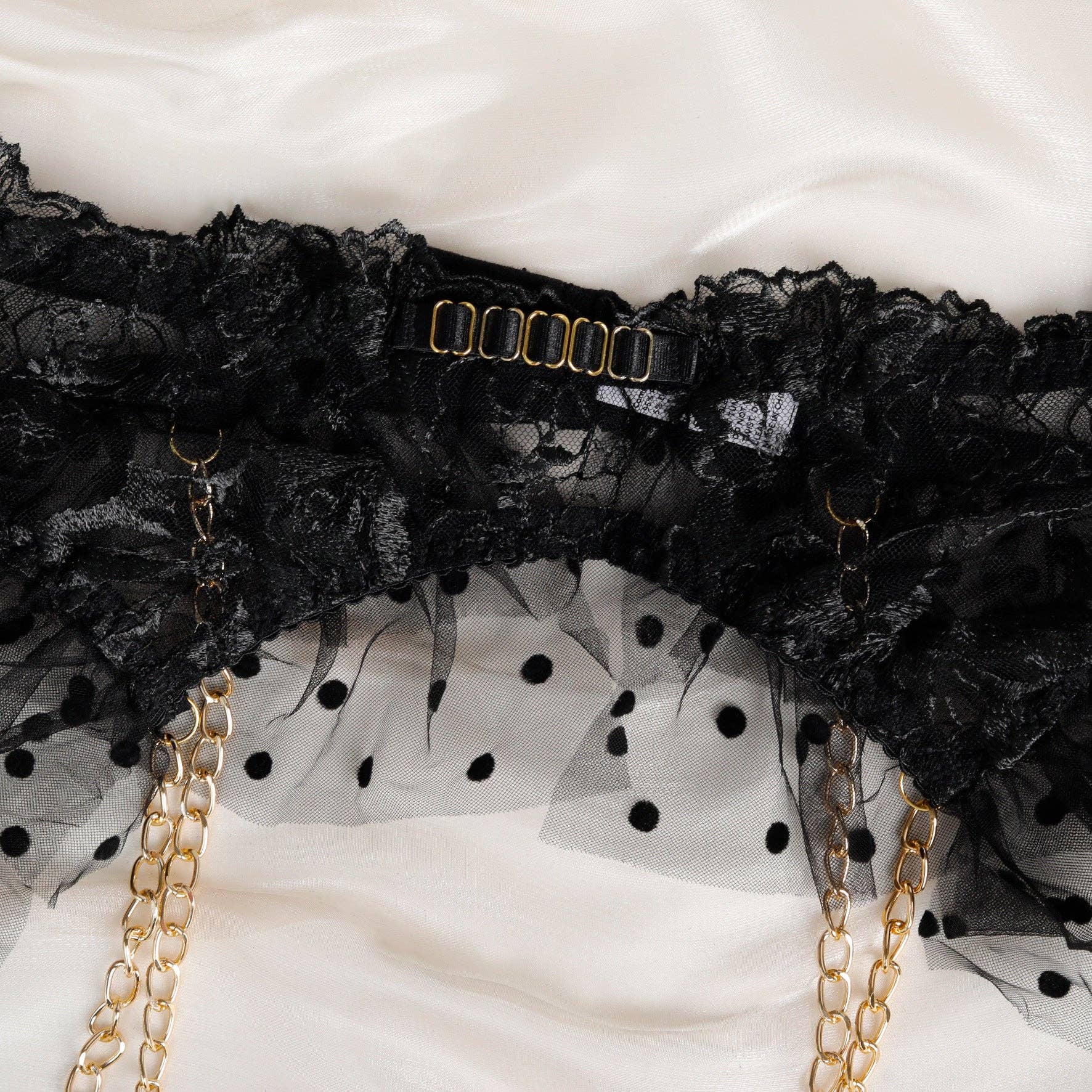 Sweetkama - Venta al por mayor Conjunto de lencería - Mujer - Conjunto de Lencería de 3 Piezas con Encaje Floral y Malla de Lunares para Damas SKLG408510