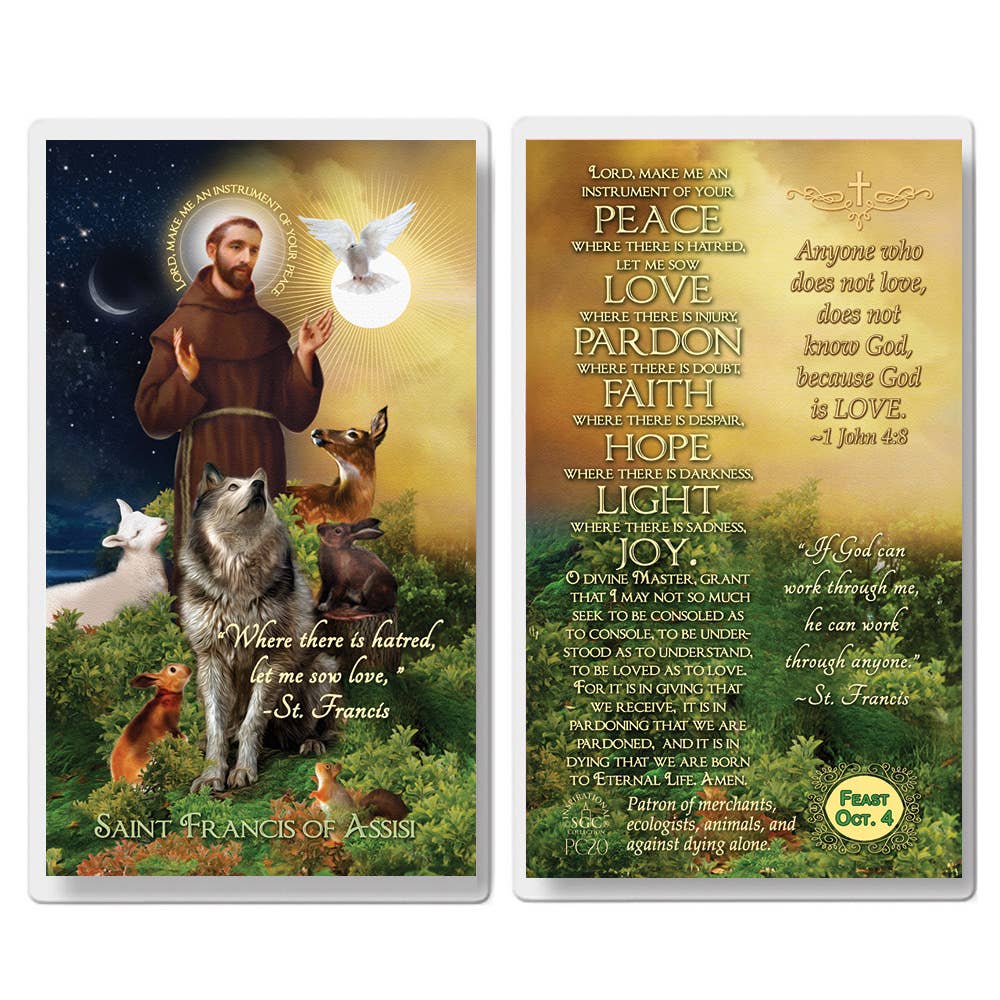 The Saints Collection - Wholesale Religious Card - St Francis of Assisi Prayer Card0