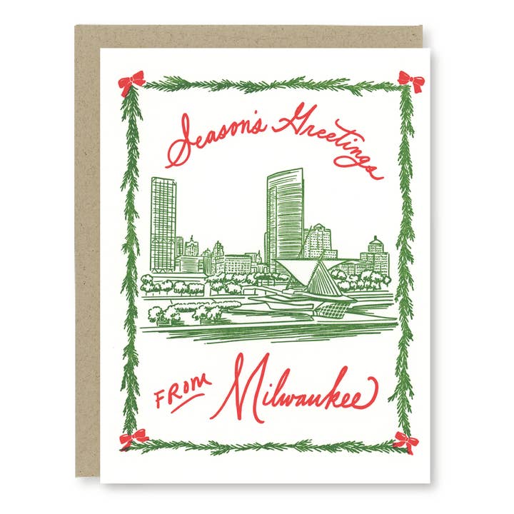 Milwaukee Holiday Card | Milwaukee Christmas Card | Letterpress Holiday Card for wholesale by Kindred Letterpress