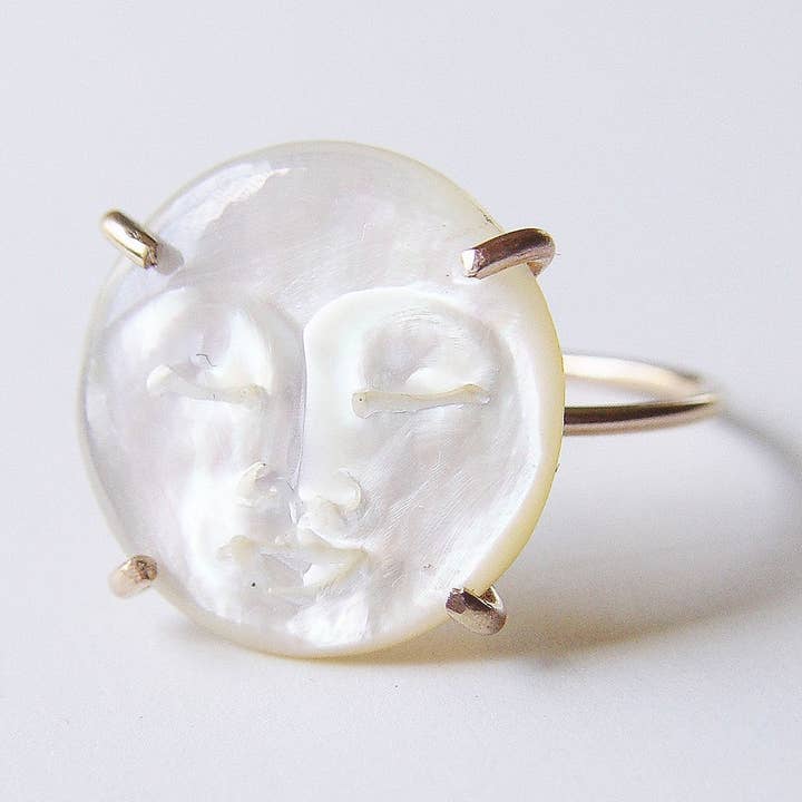 Pearl Moon Face Gold Ring. MAN In The MOON Pearl Ring and other Purchase Wholesale moon ring. Free Returns & Net 60 Terms on Faire trending on Faire.