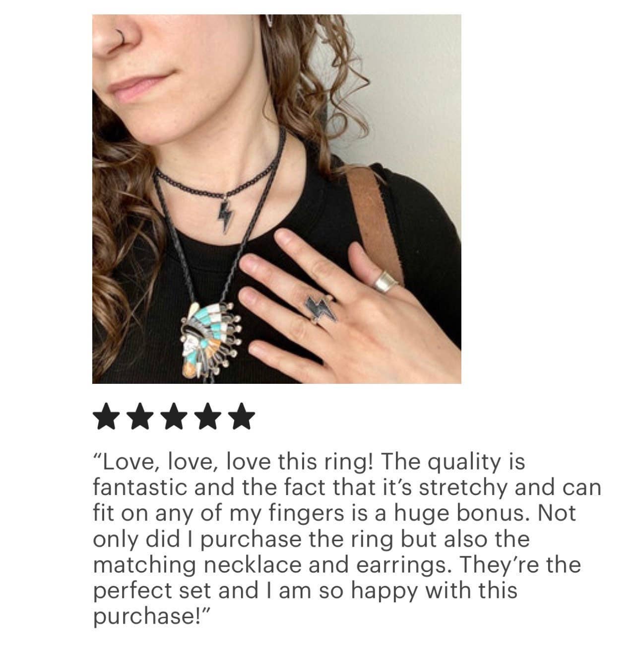 Boho Ranch Shop - Wholesale Cocktail/Statement Ring - Western Lightning Bolt Thunder -  Ring6