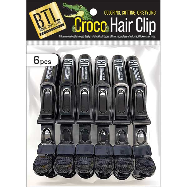 Majestic Wholesale - Vente Pince à cheveux – femme - PINCE À CHEVEUX CROCO BTL NOIR/COULEURS ASSORTIES (6PCS)