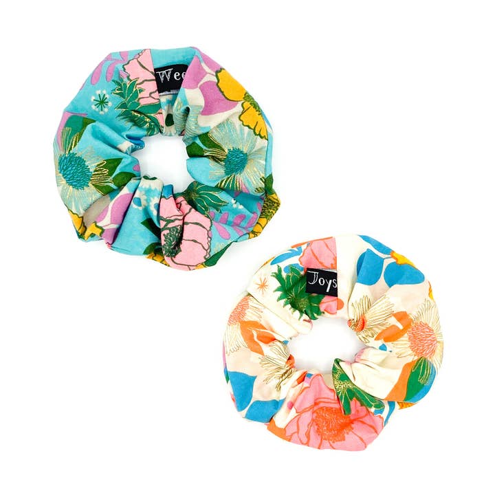 Wee Joys - Wholesale Scrunchie - Women's - Rightsized Scrunchie | Retro Metallic Floral2