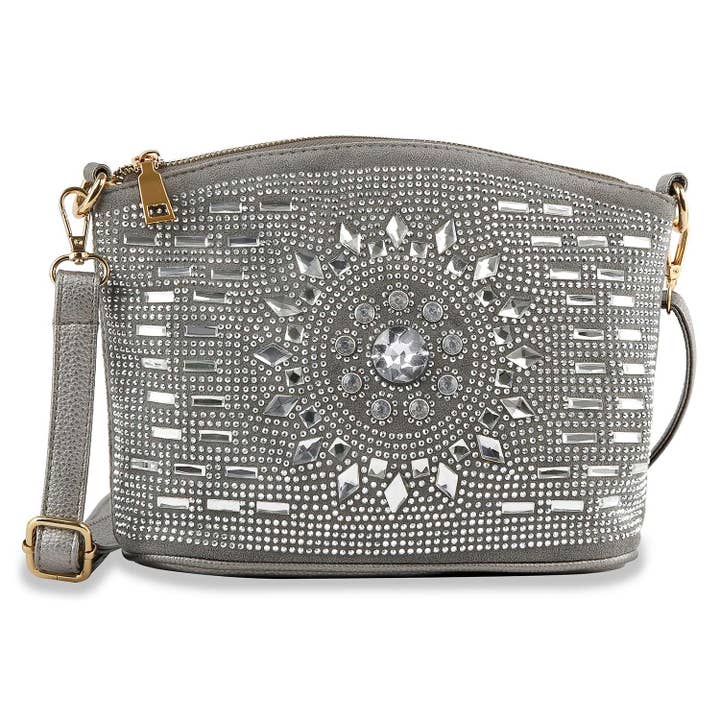 Handbag Express - Wholesale Crossbody Bag - Women's - Rhinestone Covered Unique Crossbody Sling - Black6