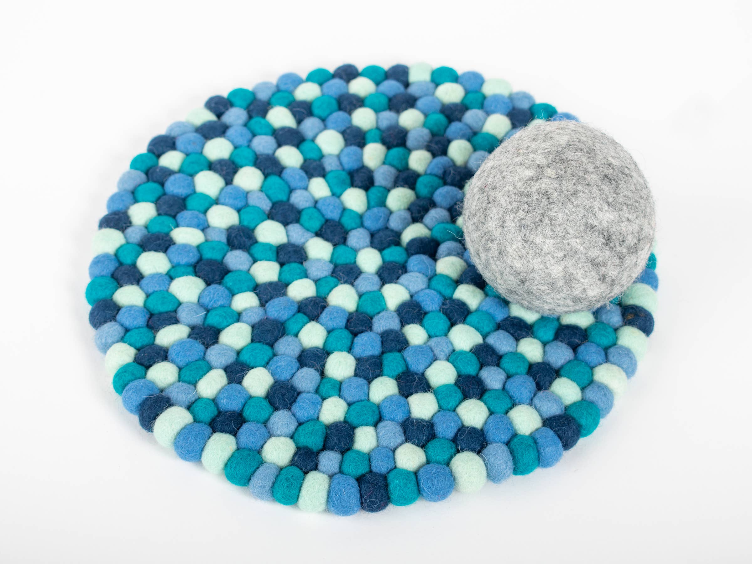 Reefelt – Base para tacho por atacado – Trivet de bola de feltro multicolorido - 9" redondo4