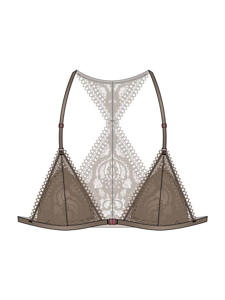 Triangolo con dettaglio posteriore in pizzo floreale per la vendita all'ingrosso da parte di scandale éco-lingerie