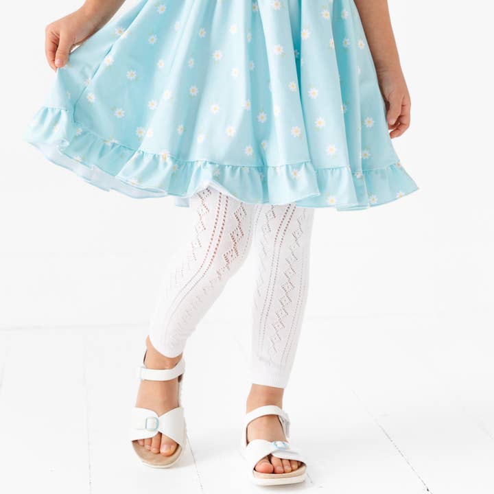 Little Stocking Co. – Großhandel Strumpfhose – Kinder – Weiße, schicke, fußlose Strickstrumpfhose2