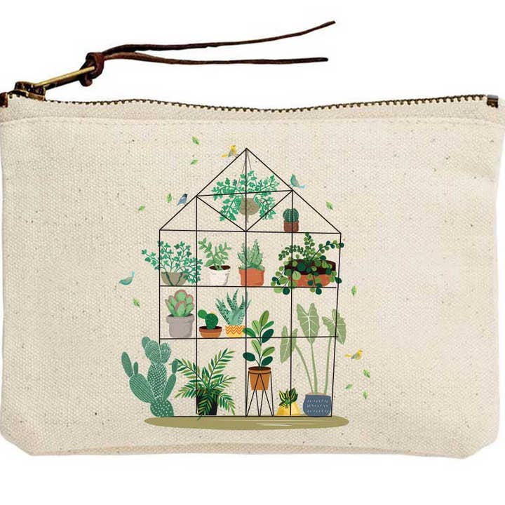 Plants Greenhouse Canvas Pouch for wholesale by Potluck Press