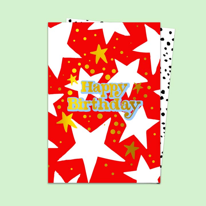 Happy Birthday Red Star Card for wholesale by Eleanor Bowmer