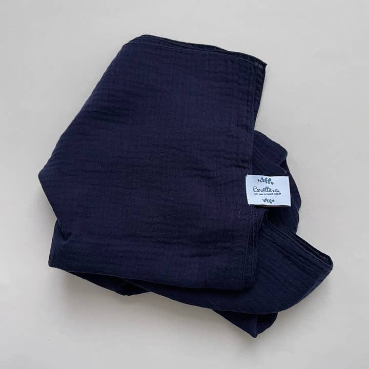 Plain navy blue maxi swaddle for wholesale by Carotte & Cie