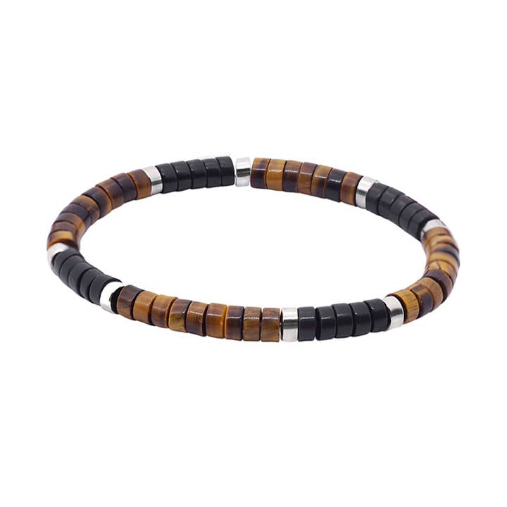 Tiger eye and black stone bracelet for wholesale by SIXTY STONES