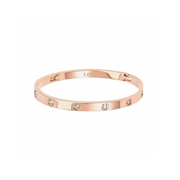 BG308RGP B.Tiff 8-Stone High Polish Rose Gold Bangle Bracele for wholesale by B.Tiff