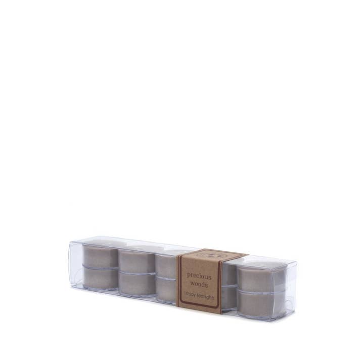 tea light 10pk PRECIOUS WOODS for wholesale by Eco Candle Company