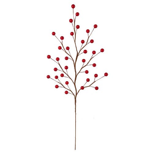 Larksilk - Vendita all'ingrosso Fiori finti - Steli di Bacche Rosse da 19", Decorazione Natalizia Finta con Filo