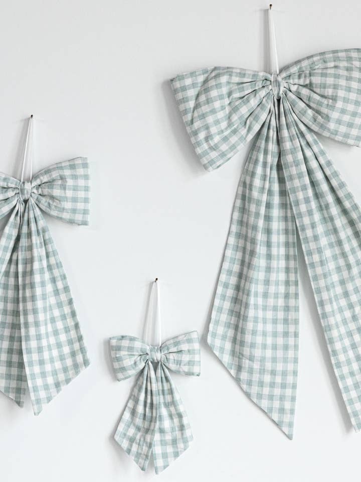 Pastel Green Gingham Fabric Bows for wholesale by Luxe B Co