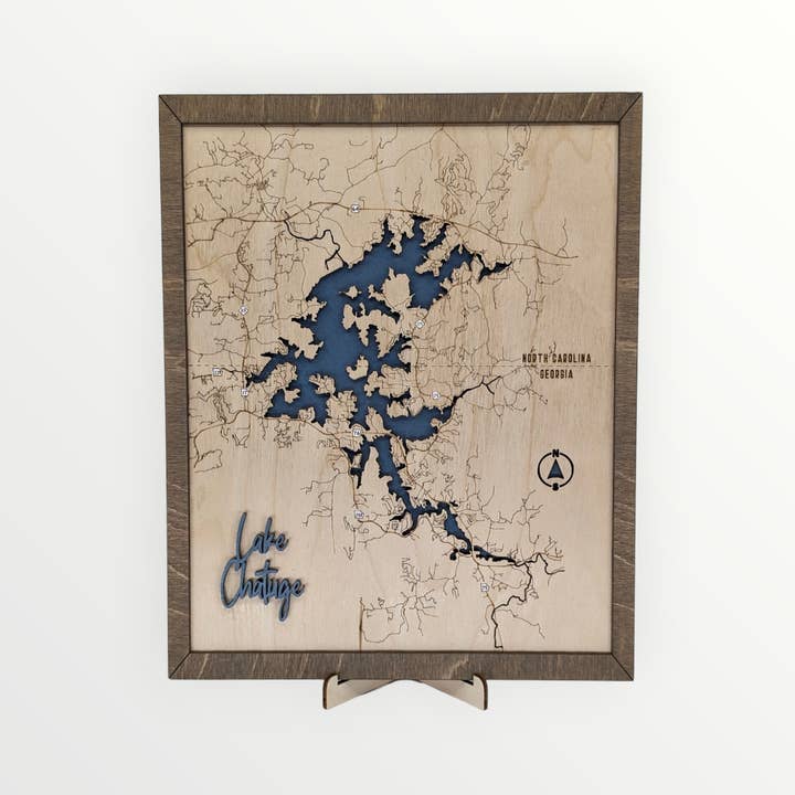 Lake Chatuge - Laser Cut Map for wholesale by Chatuge Woodsmith Company