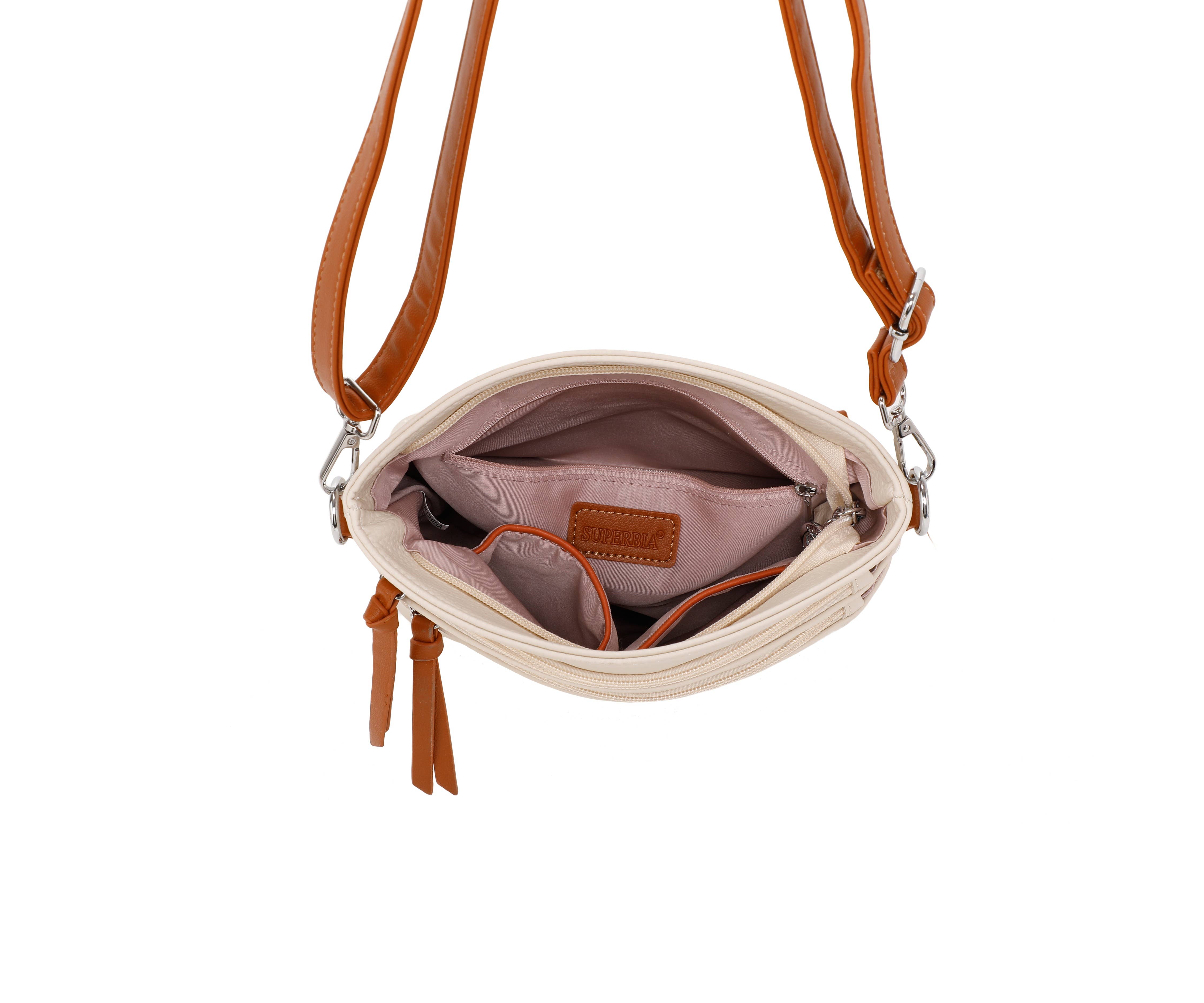 Superbia - Wholesale Crossbodytas - Dames - Superbia 3 Rits Tweekleurige Schoudertas met Zilverkleurige Hardware4
