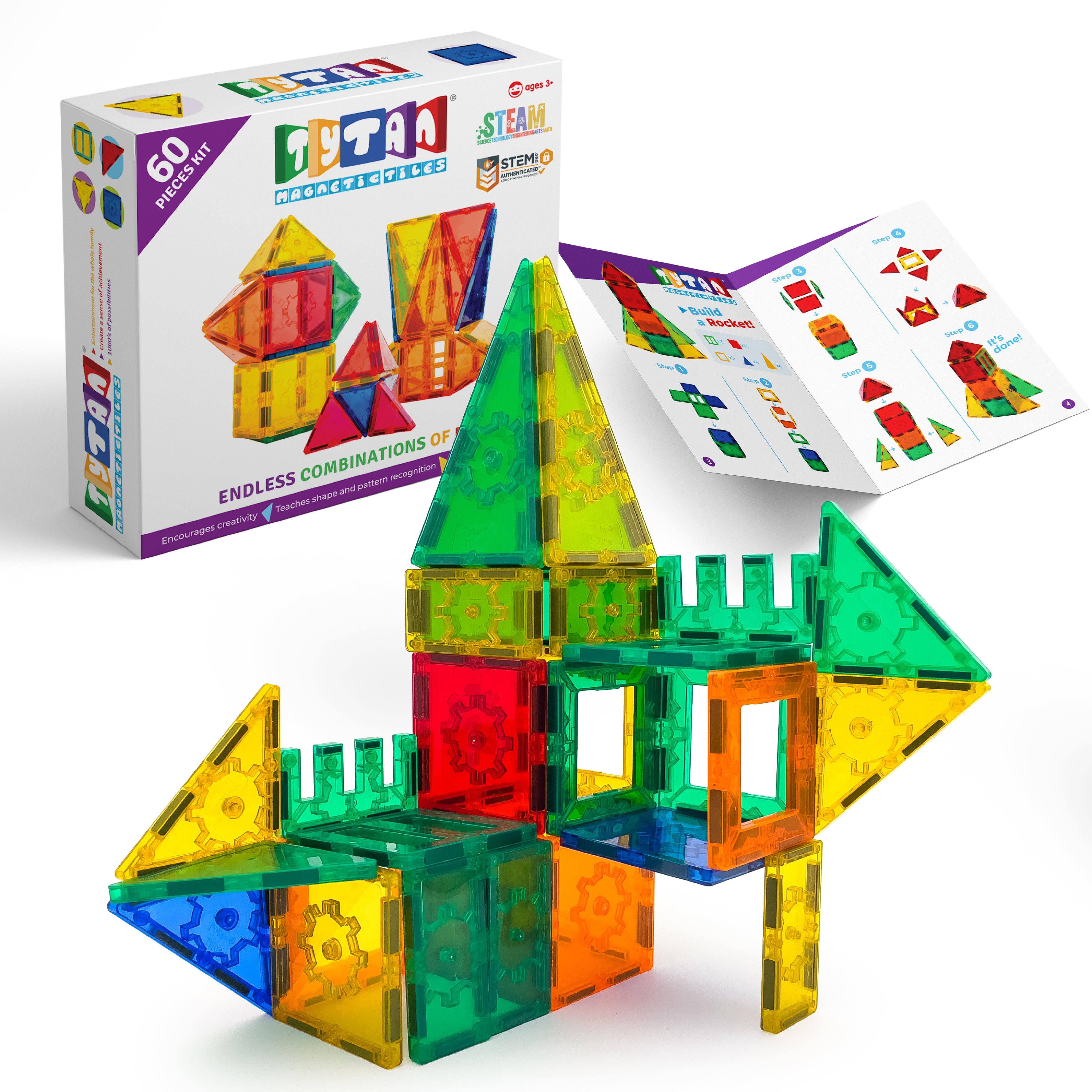 REMOVED BRAND - Wholesale Building Set - Kids - Tytan® Magnetic Tile Building Set – 60-Piece0