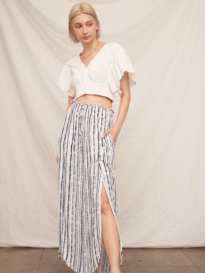 Front Slit Striped Pants for wholesale by En Crème