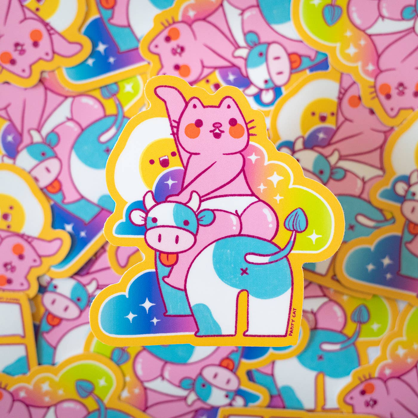 Panty Cat - Wholesale Sticker - Cow and Panty Cat Vinyl Sticker2