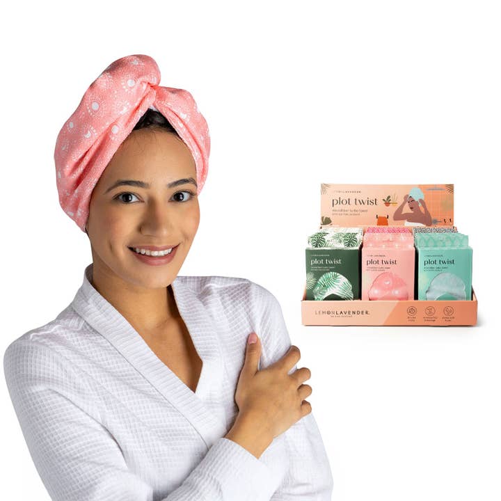 DM Merchandising - Wholesale Hair Towel/Wrap - Lemon Lavender Plot Twist Turbo Towel Assortment