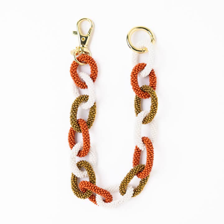 Game Day Beaded Bag Chain Burnt Orange Wholesale for wholesale by INK + ALLOY