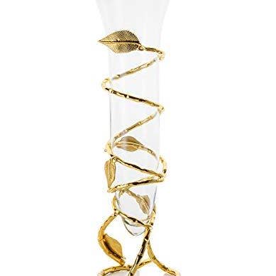 Elegante jarrón de vidrio con diseño de pan dorado para flores, decoración del hogar o centro de mesa de bodas | Jarrón decorativo de flores de cristal para venta al por mayor de Le'raze