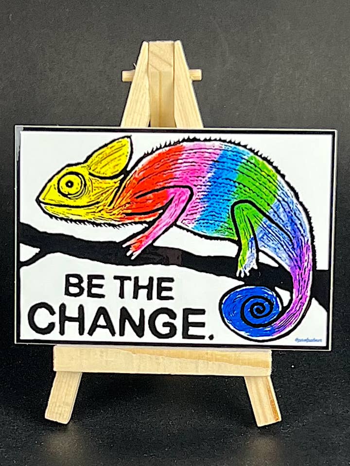Be The Change - sticker for wholesale by Pixel Palmer