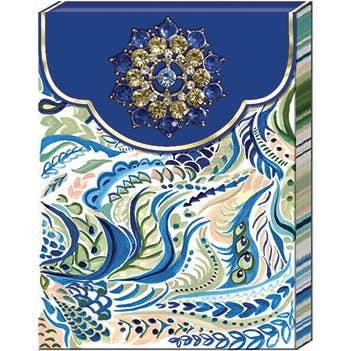 Punch Studio Brooch Notepad -AZURE PEACOCK for wholesale by Punch Studio