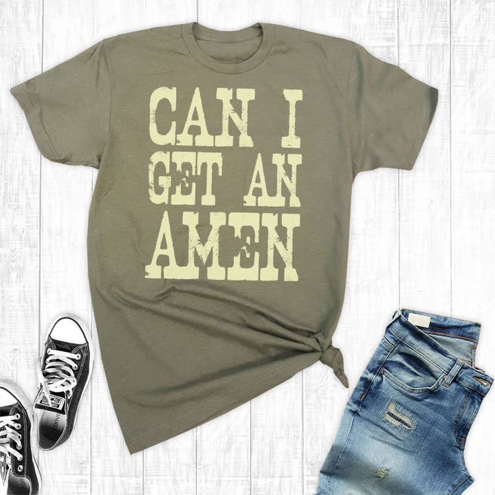 Kann ich ein Amen Army Green Grafik-T-Shirt bekommen für den Großhandel von Rebel Rose
