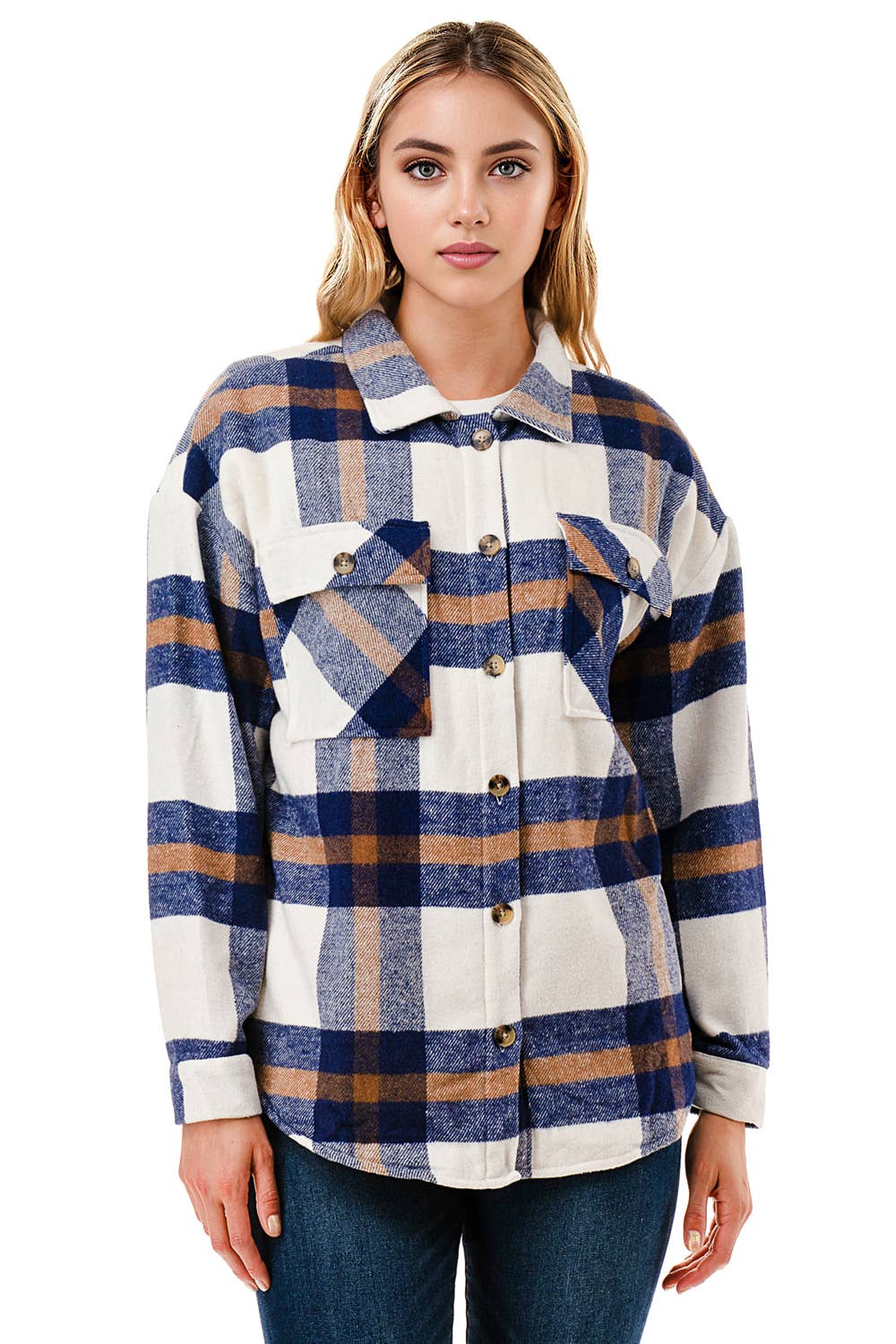 Color 5 - Wholesale Shirt Jacket/Shacket - Women's - Plaid flannel shacket basic shirt jacket w/fur lined inside14