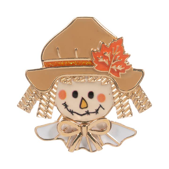 Sensibling Corp. - Wholesale Brooch - Autumn Smiling Scarecrow Face Pin Brooch1