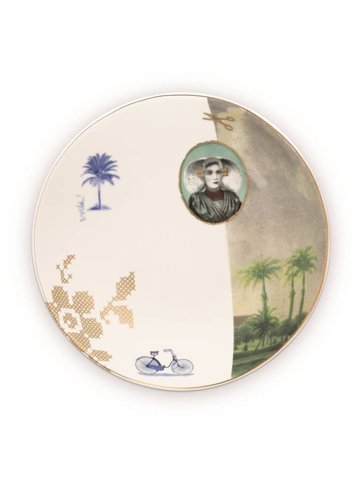 Deep Plate Heritage Palm White 18cm for wholesale by Pip Studio - Belle & Blue