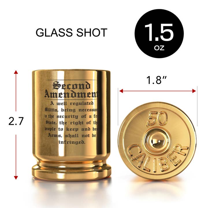 Old Southern Brass - Wholesale Shot glass - 2nd Amendment Engraved 50 Caliber Shot Glasses - Set of 22