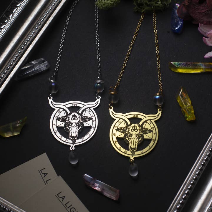 stainless steel baphomet pendant choker for wholesale by noemie zomby