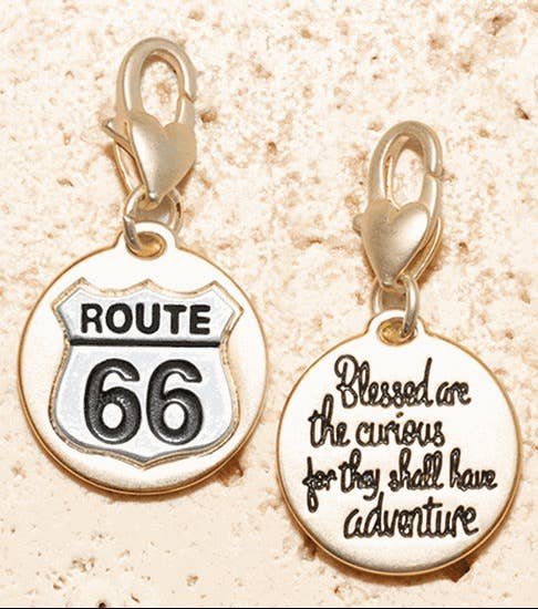 Amanda Blu - Wholesale Individual Charm/Pendant - Route 66 “adventure”- Gold 2-tone Medallion0