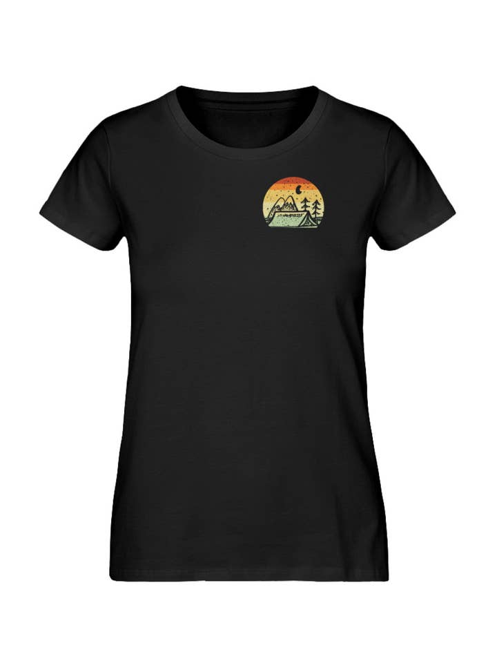 Uwaldu – Großhandel T-Shirt mit Siebdruck – Damen – Camping by night - Damen Premium Organic Shirt